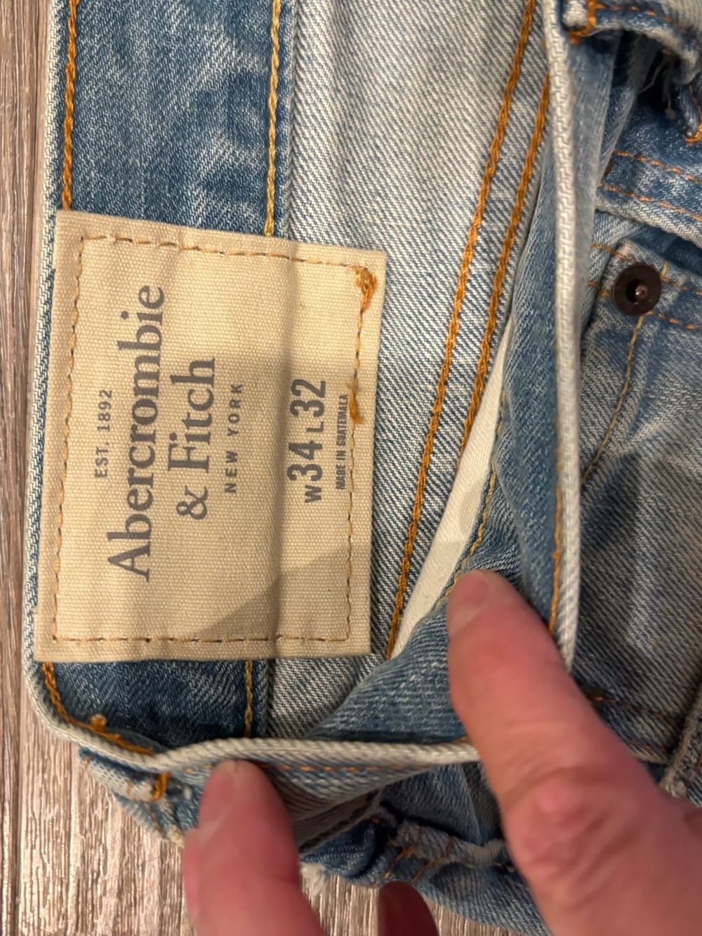 VTG 90s Abercrombie & Fitch Jeans Men 34x32 Blue Straight Distressed - Picture 4 of 5